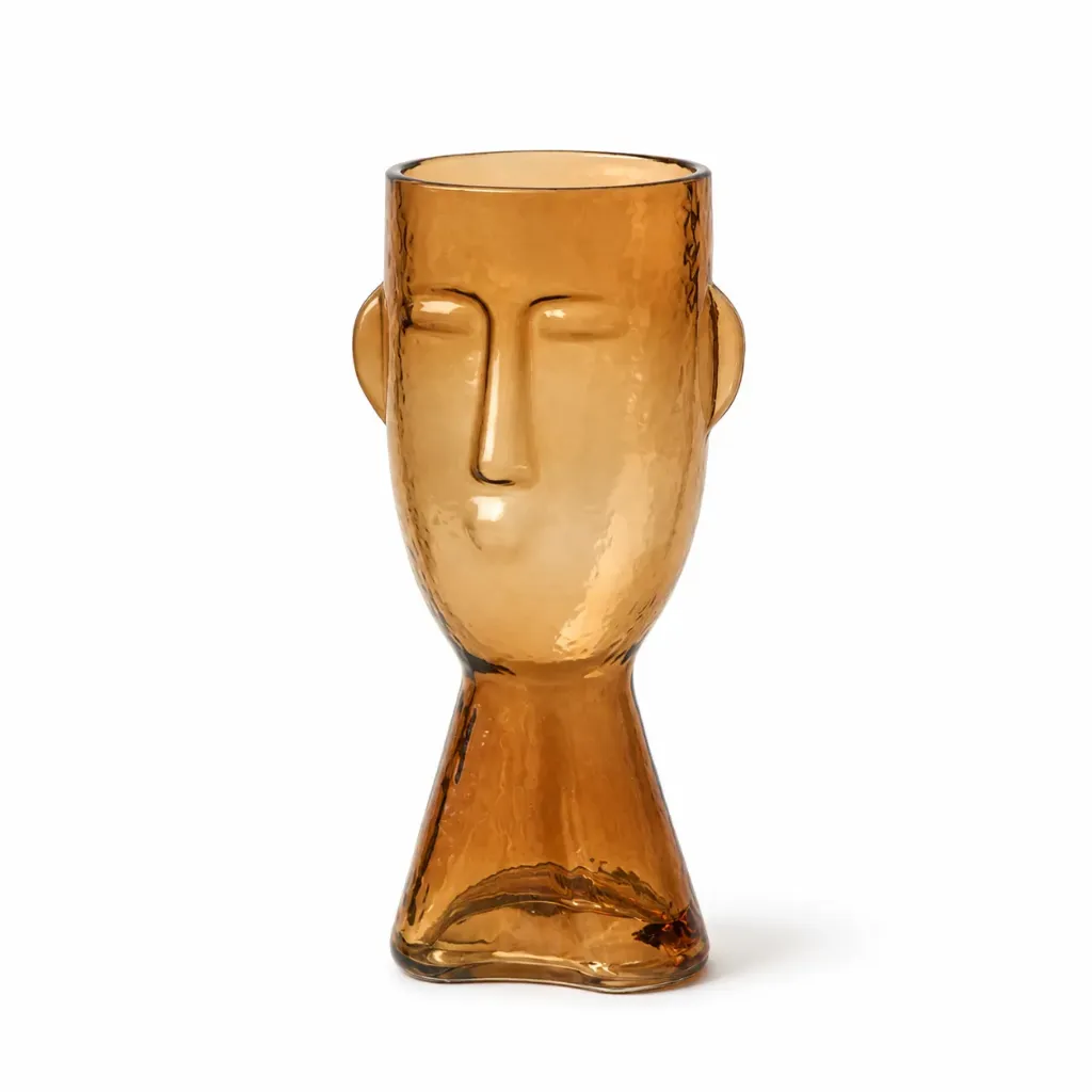 [VS098S-AM] Amber Face Small Glass Vase