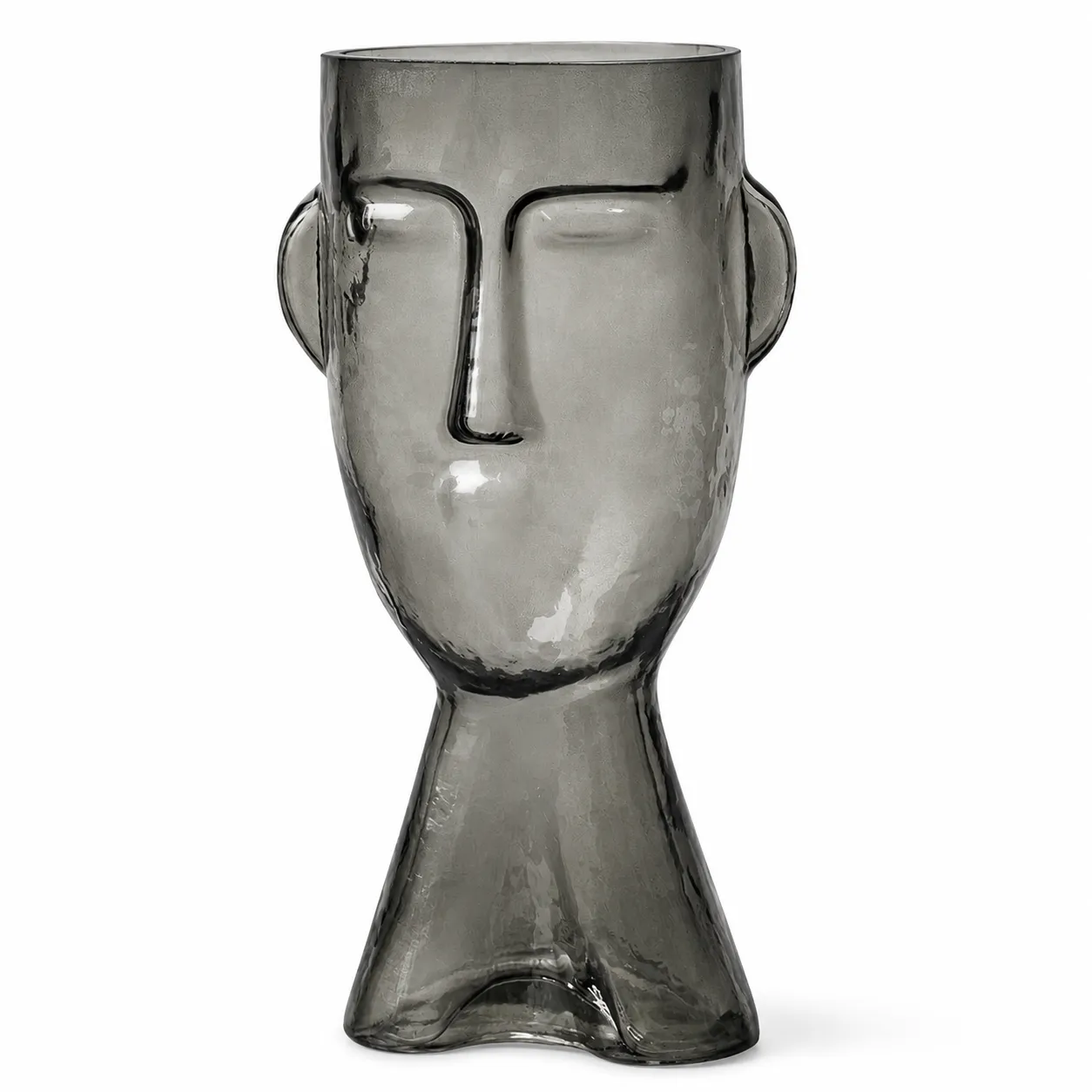 Large Smokey Face Glass Vase