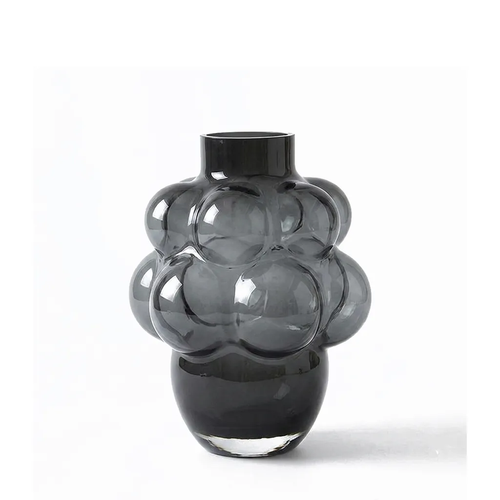 [VS1240S-SM] Smokey Bubble Small Glass Vase