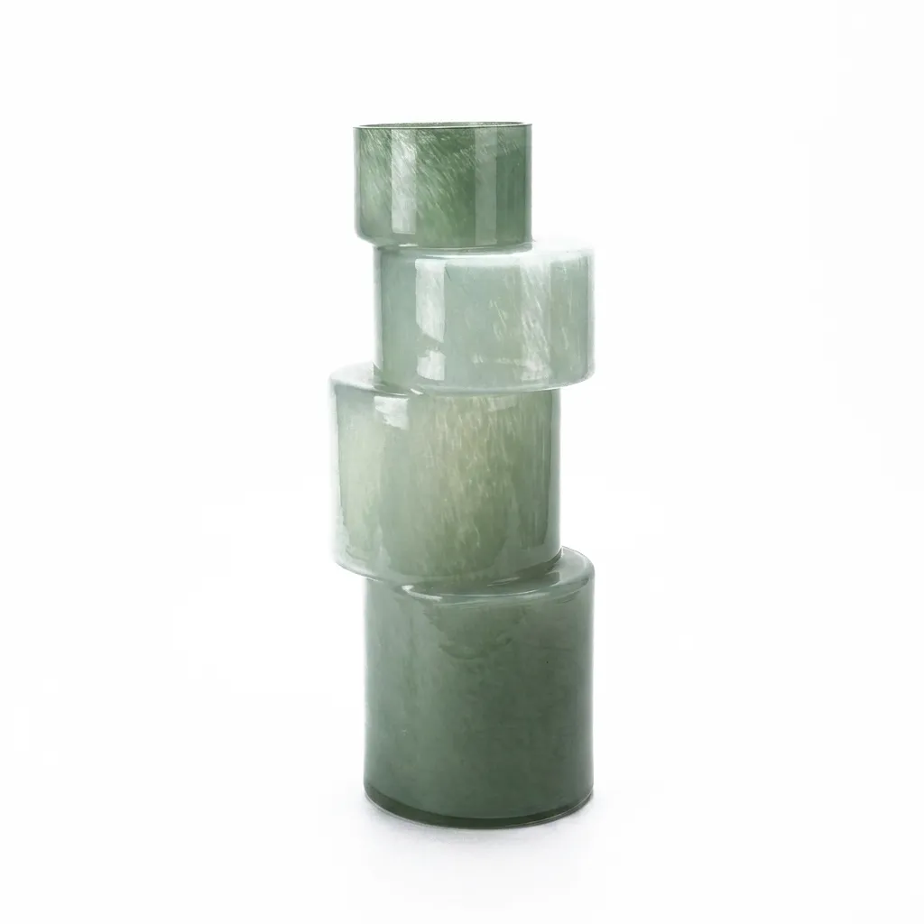 [VS879-GR] Sola Green Glass Stacked Vase