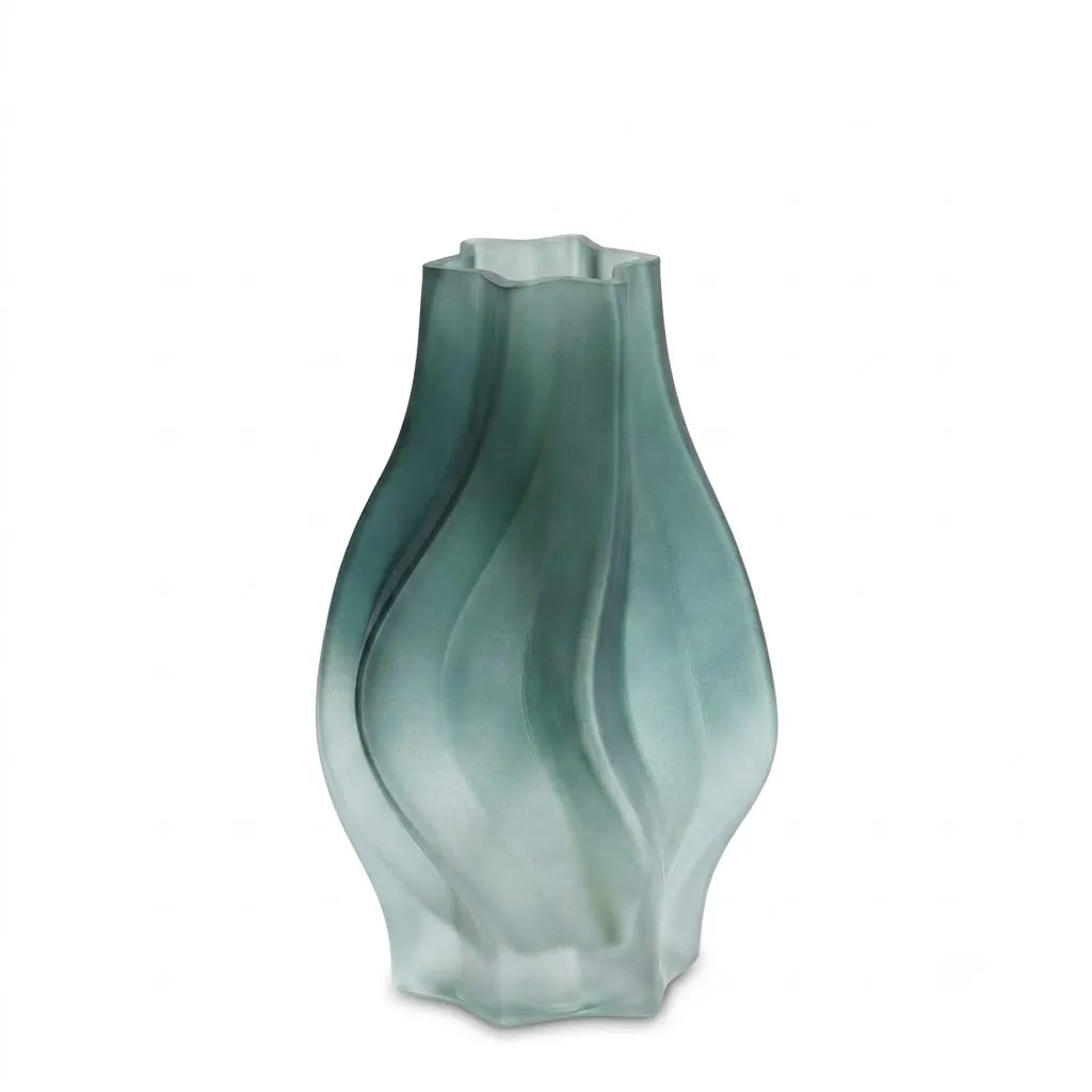 [VS442S-GR] Contemporary Swirl Green Glass Vase
