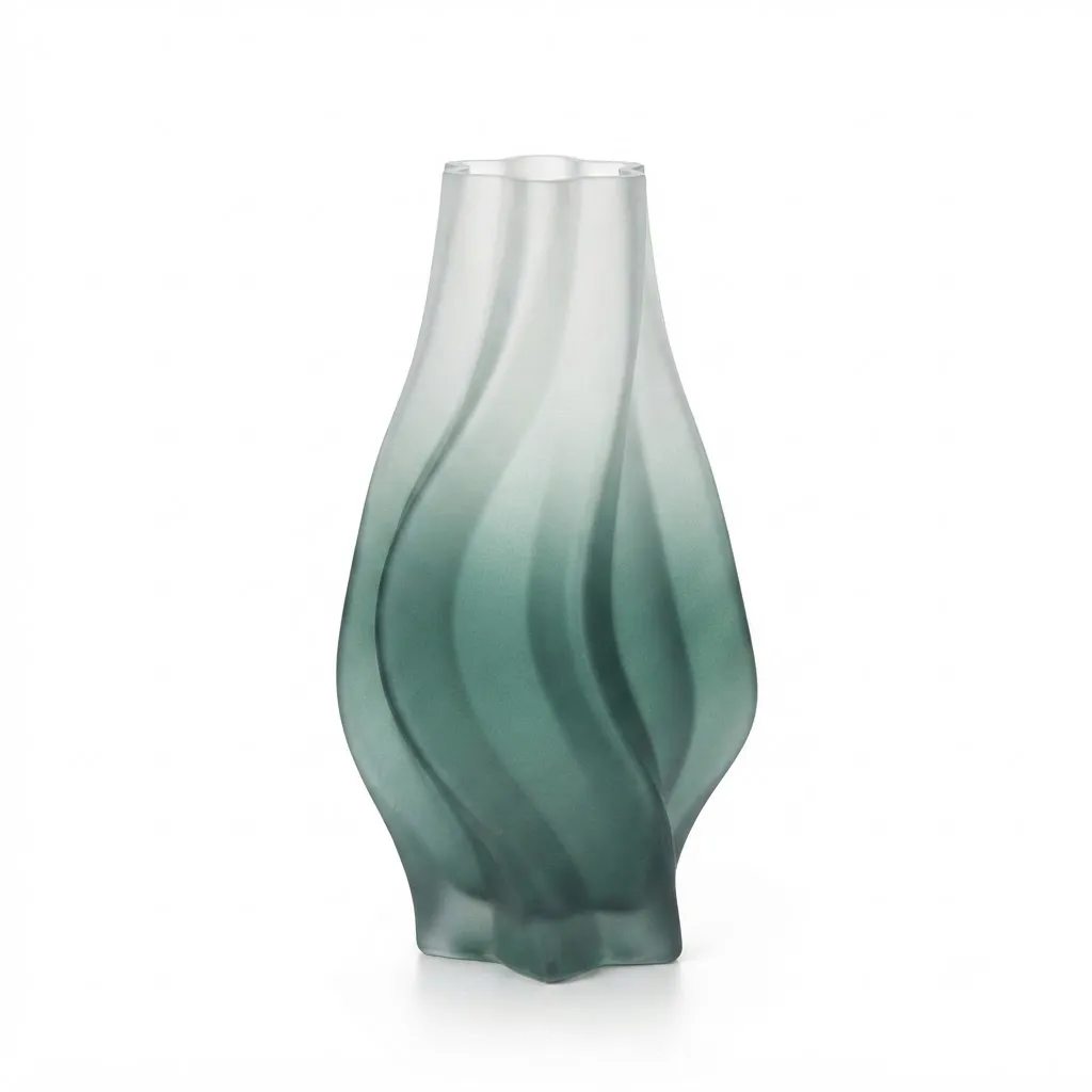[VS442L-GR] Contemporary Green Swirl Glass Vase