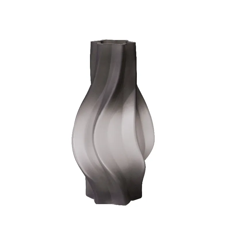 Contemporary Swirl Smokey Glass Vase