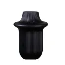 Black Ribbed Glass Vase