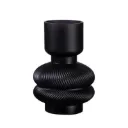 Black Stacked Ribbed Glass Vase