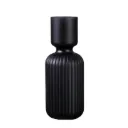 Tall Black Ribbed Glass Vase