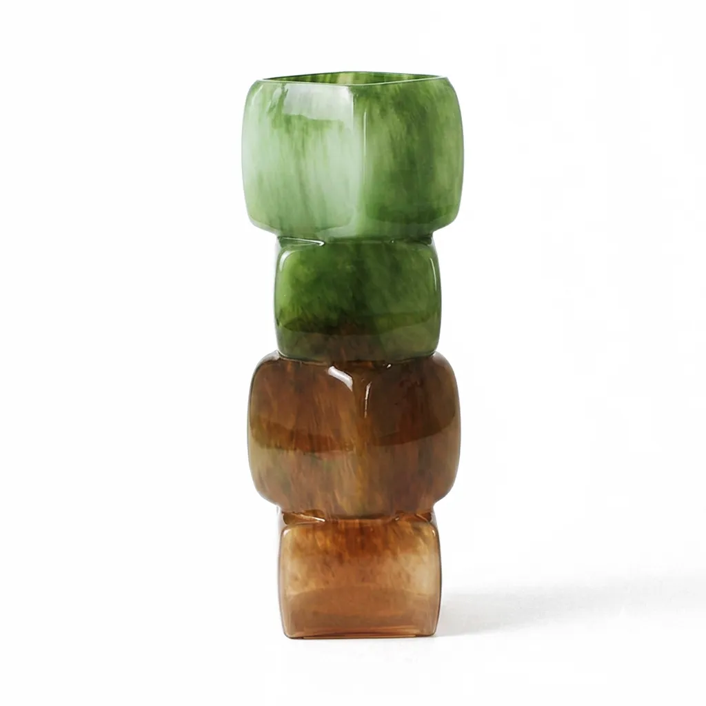 Green & Amber Glass Vase| 40cm