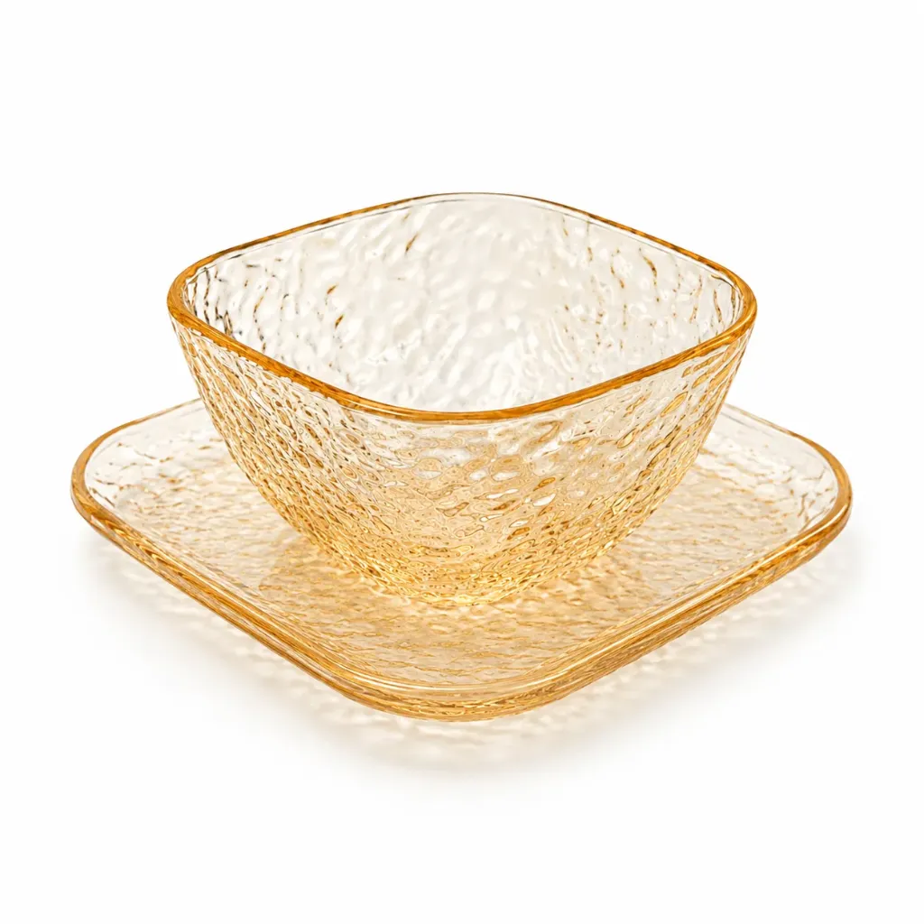 [BO245-AM] Amber Textured Glass Bowl| W15.2cm