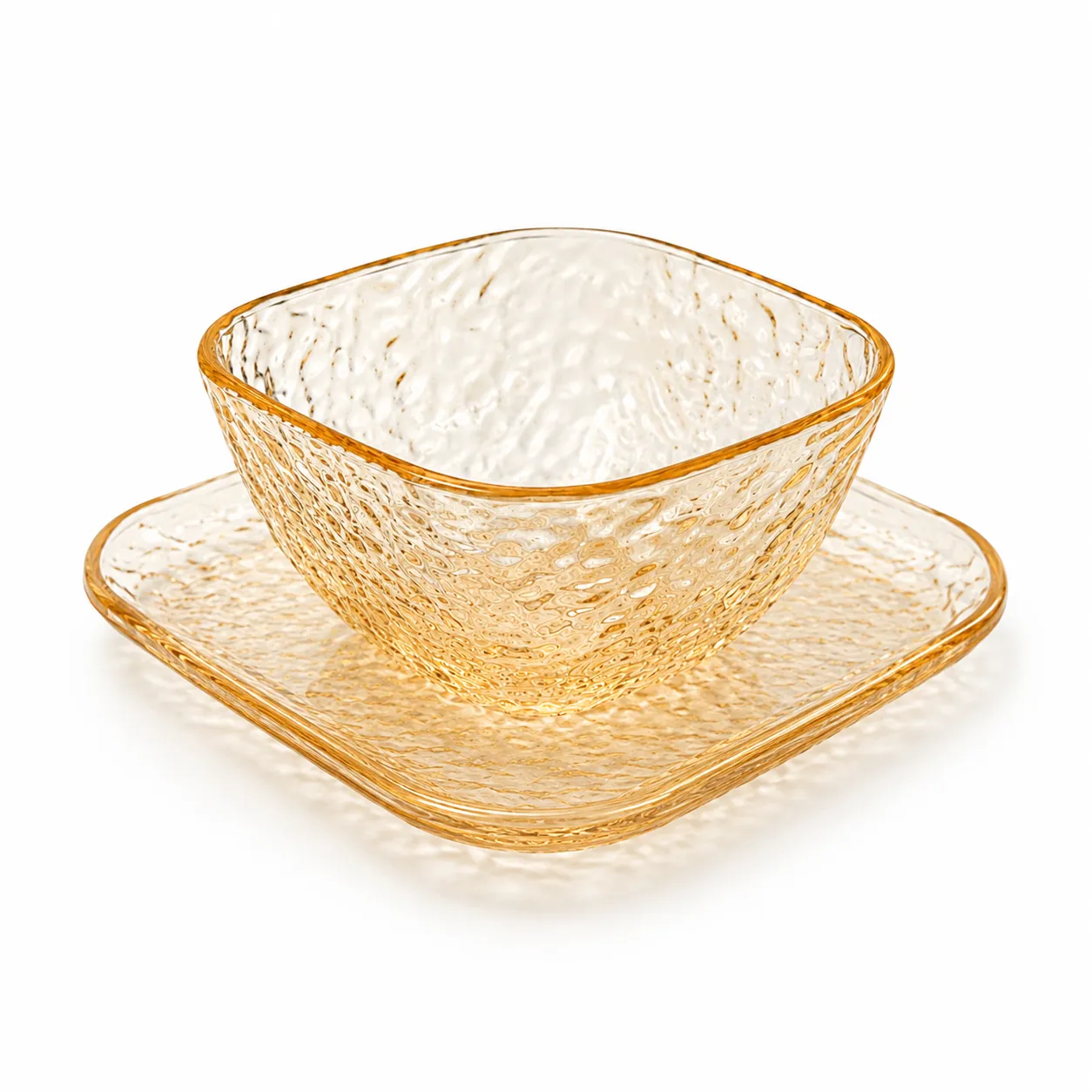 Amber Textured Glass Bowl| W15.2cm