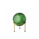 Green Glass Orb Vase with Gold Stand