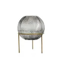Large Grey Glass Orb Vase with Gold S