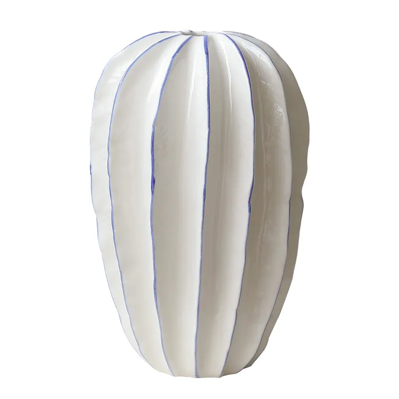 [VS291L-WH] Fluted Scandinavian Ceramic Vase