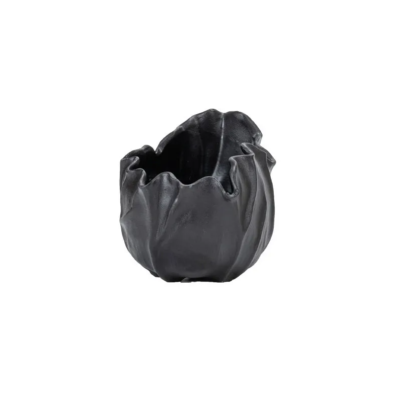 [VS351S-BK] Drape Black Ceramic Vase| H15.5cm