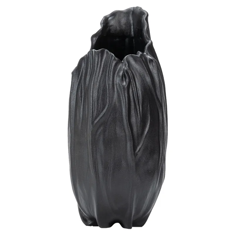 Drape Black Ceramic Vase| H31.5cm