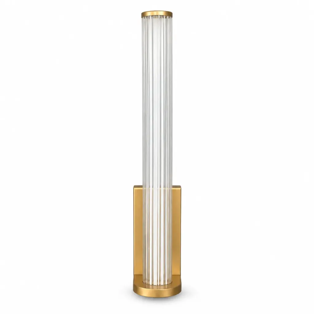 Gold Clear Ribbed Cylinder Wall Lamp | 8W