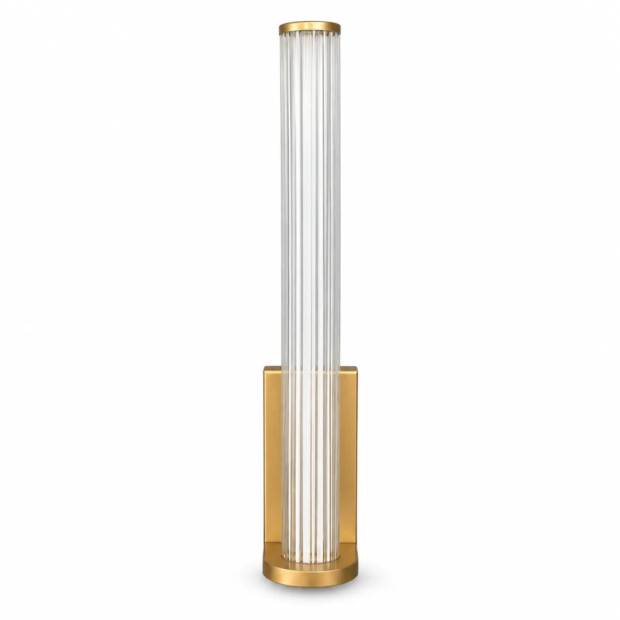 Gold Clear Ribbed Cylinder Wall Lamp | 8W