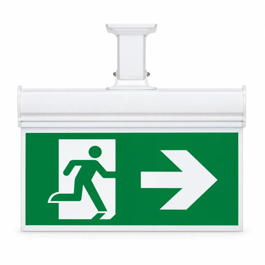 White Ceiling-Mounted Maintained LED Emergency Exit Sign
