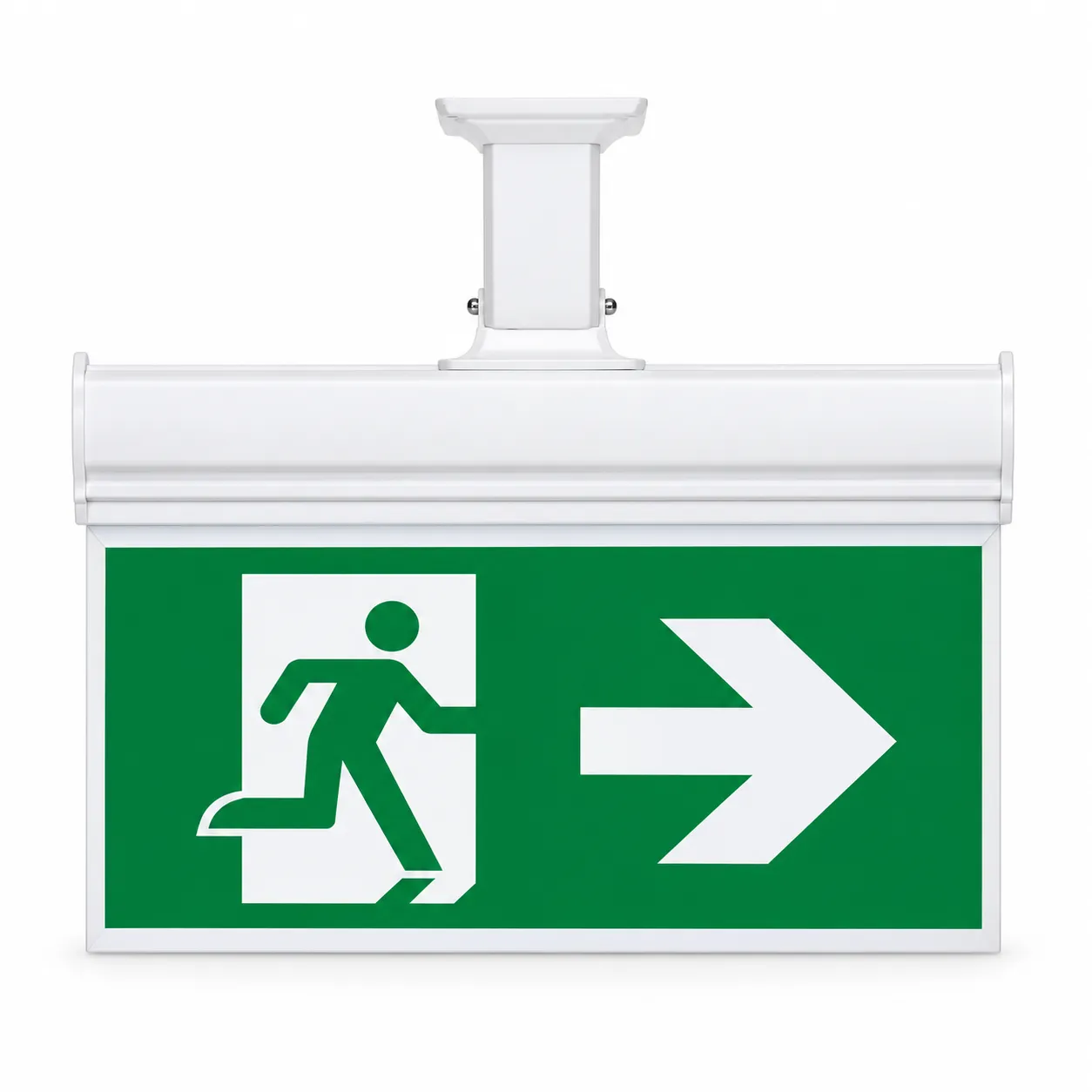 White Ceiling-Mounted Maintained LED Emergency Exit Sign